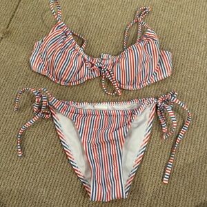 Target Xhilaration Red, White, and Blue Stripe Bikini Set